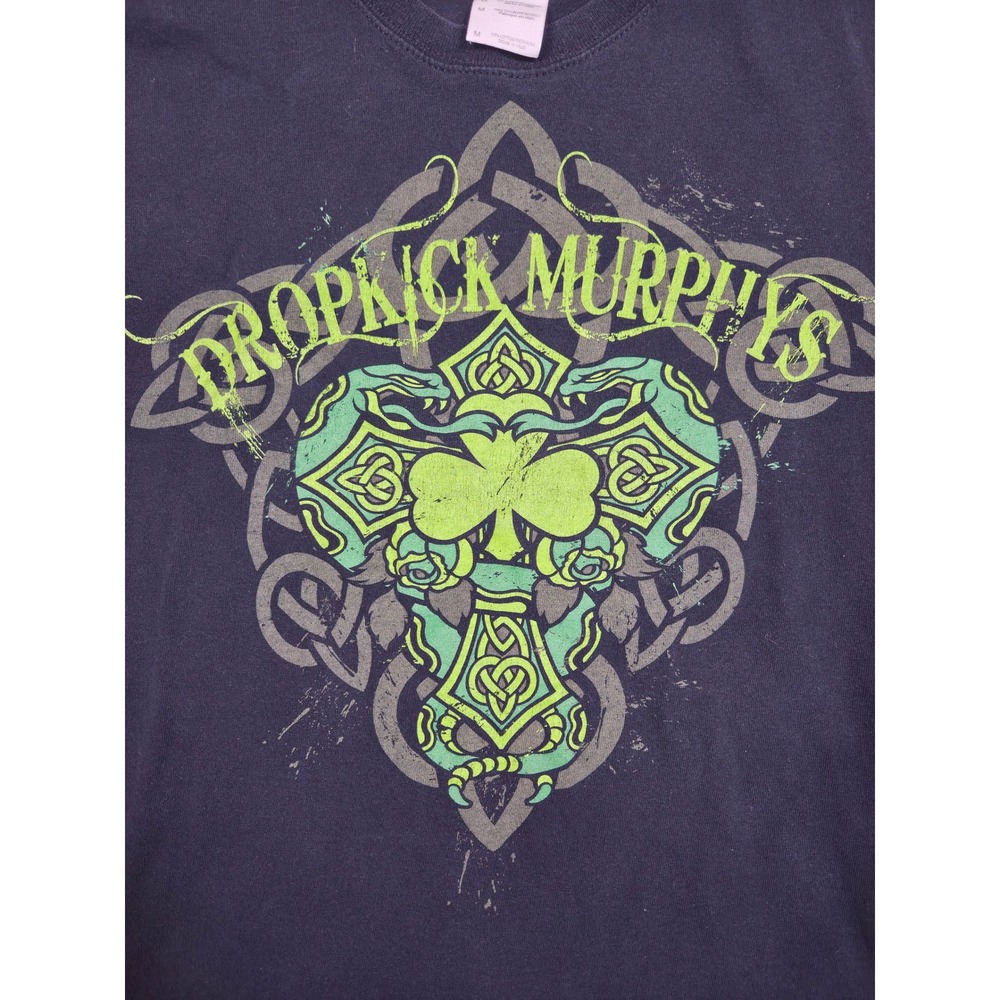 Dropkick Murphys T-Shirt Mens M Black Celtic Cross Shamrock Punk Band Tee Faded - Picture 8 of 9